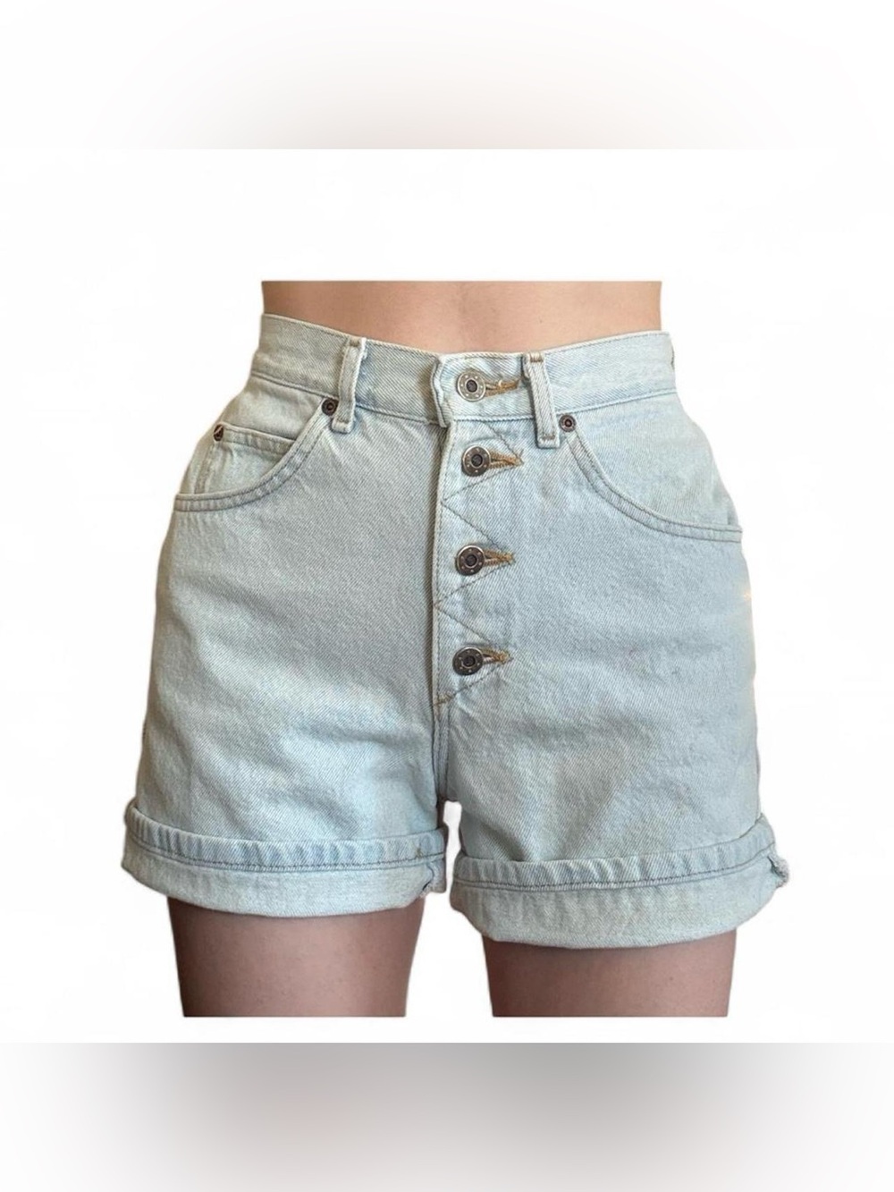 Rare Lee Union Made High Waisted Denim Shorts 9 24”-26” light wash boho western